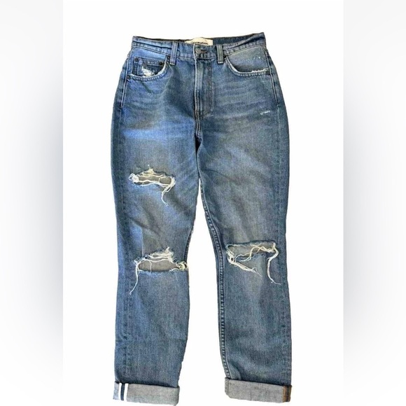 Reformation Jeans Julia High Rise Cigarette Size 24 Blue Distressed Cotton USA - Picture 1 of 10